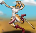 2016 animal_genitalia animal_penis anthro areola armpits balls big_balls big_breasts big_penis blue_eyes boots breasts butt cheetah clothed clothing dancing dickgirl digital_media_(artwork) equine_penis erection feet feline footwear fur huge_balls huge_penis hyper hyper_penis intersex invalid_color invalid_tag legwear looking_at_viewer mammal moles navel nipples nude penis pink_breasts pink_penis red_boots simple_background smile smug_nuggets solo standing thick_thighs vein white_fur wide_hips yellow_fur 