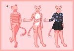  &lt;3 2015 anthro apex_(artist) apex_(character) breasts clothing feline female fur mammal model_sheet nude pink_background pink_fur simple_background skirt stripes tiger 