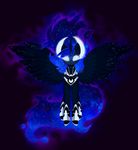  cosmic_hair equine feathered_wings feathers female feral friendship_is_magic glowing glowing_eyes hooves horn magnaluna mammal my_little_pony nude princess_luna_(mlp) purple_background simple_background solo winged_unicorn wings 