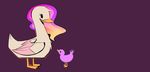  avian bird duck duo feathered_wings feathers feral magnaluna minimalistic nude purple_background simple_background standing wings 
