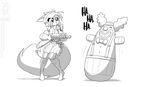  bow_tie breasts cleavage clothed clothing clown conditional_dnp duo english_text female ghostbusters grin hair inflatable_clown jollyjack laugh mammal monochrome proton_pack rodent scarlet_(sequential_art) sequential_art squirrel text toy 