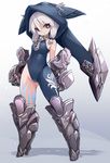  :o animal_hood armor armored_boots arms_at_sides ass_visible_through_thighs asymmetrical_clothes bangs bare_shoulders between_breasts bodypaint bodysuit boots breasts chain_chronicle clenched_hands covered_navel eyelashes full_body gauntlets gorget gradient hair_between_eyes hair_ribbon highleg highres hood karukan_(monjya) legs_apart looking_at_viewer red_eyes ribbon shadow sidelocks sleeveless small_breasts solo standing tattoo tress_ribbon yuni_(chain_chronicle) 