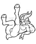  2016 anthro anus breasts butt demien female hooves horn inks invalid_tag legs_up looking_at_viewer nipples nude pussy satyr simple_background sketch white_background 
