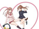  achiga_school_uniform atarashi_ako bare_legs etopen jacket long_sleeves multiple_girls naked_track_jacket no_pants saki saki_achiga-hen takakamo_shizuno track_jacket 