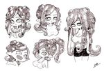  alternate_hair_length alternate_hairstyle ascot bad_id bad_twitter_id breasts commentary greyscale large_breasts long_hair monochrome multiple_views octarian octoling ponytail ringlets shirt short_hair singlet slouching sparkle splatoon_(series) splatoon_1 tentacle_hair very_long_hair yuta_agc 