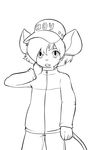  anthro buckteeth clothed clothing front_view hat jonah_(vulapa) line_art looking_at_viewer male mammal monochrome mouse rodent solo teeth vulapa 