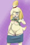  animal_crossing biting_lip blush breasts canine clothed clothing crossing dog female invalid_tag isabelle_(animal_crossing) knullox larrybay2 mammal nintendo panties presenting pussy slightly_chubby thick_thighs underwear video_games 