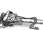  2016 anthro cheetah cuddling disney duo eyes_closed fan_character feline female giraffe greyscale inkyfrog lying mammal monochrome on_back simple_background smile white_background zootopia 
