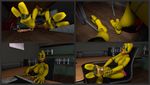  clothing dirty domination feet five_nights_at_freddy five_nights_at_freddy&#039;s footwear hawkvally high_heels marco shoes toes toy_chica under_table video_games 