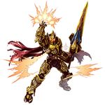  gold_armor greatsword kamen_rider kamen_rider_blade kamen_rider_blade_(series) kaneko_tsukasa lightning male_focus solo spade_(shape) 