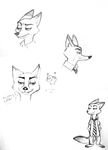  2016 anthro black_and_white canine disney english_text fox inkyfrog male mammal monochrome nick_wilde page simple_background sketch solo text white_background zootopia 