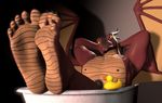  3d_(artwork) animated bathtub claws digital_media_(artwork) dragon foot_fetish foot_focus nipples penis rubber_duck smile source_filmmaker toes ty_(zp92) wings yellow_eyes zp92 