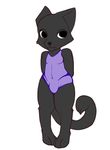  2016 black_fur bulge cat clothed clothing crossdressing cub feline fur looking_at_viewer mammal oddchurch one-piece_swimsuit simple_background swimsuit young 