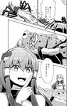  comic culter frog frog_hair_ornament glasses greyscale hair_ornament kochiya_sanae long_hair monochrome multiple_girls open_mouth patchouli_knowledge touhou translation_request 