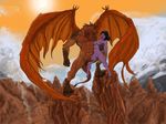  abs biceps bound carrying digital_media_(artwork) digitigrade dragon elf erection female horn horny humanoid imminent_sex male marsonaut mountain muscular nude pecs penis plantigrade precum reptile scalie sweat wings 