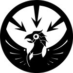 2016 alpha_channel ambiguous_gender avian beak bird circle digital_drawing_(artwork) digital_media_(artwork) directional_arrow facial_markings falcon falconid feathered_wings feathers feral head_markings logo machine markings misleading_thumbnail mobile_task_force mobile_task_force_gamma-13 monochrome official_art open_beak open_mouth peregrine_falcon rivets robot scp_foundation side_view silhouette simple_background spread_wings sunnyclockwork tear_(marking) those_twisted_pines three-quarter_view transparent_background wings