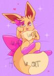 anonymous_artist bed bow_accessory butt_bow clothing eevee female feral furniture generation_1_pokemon legwear nintendo nuzzle_the_eevee pokemon pokemon_(species) solo thigh_highs