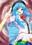  bad_id bad_pixiv_id blue_hair hat highres hinanawi_tenshi long_hair red_eyes solo sword sword_of_hisou touhou weapon yappen 