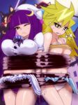  bad_id bad_pixiv_id bangs bdsm belly blonde_hair blunt_bangs bondage bound bow braid breasts cosplay covered_nipples crescent ghost hair_bow hyudora kirisame_marisa kirisame_marisa_(cosplay) large_breasts long_hair muffin_top multicolored_hair multiple_girls panties panty_&amp;_stocking_with_garterbelt panty_(psg) parody patchouli_knowledge patchouli_knowledge_(cosplay) plump purple_eyes purple_hair single_braid stocking_(psg) straight_hair tied_up touhou two-tone_hair underboob underwear yellow_eyes 