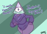 1_eye anthro big_breasts bodily_fluids breasts butt clothed clothing cyclops dialogue feces female for_a_head genital_fluids hi_res humanoid iilluminaughtii not_furry object_head pooping purple_body scat_boobs simple_background solo text youtuber zadirtybish