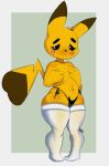 absurd_res anthro breasts female generation_1_pokemon hi_res nintendo nxf1l1a pikachu pokemon pokemon_(species) small_breasts solo thick_thighs