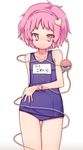  eyeball flat_chest komeiji_satori maiku name_tag old_school_swimsuit one-piece_swimsuit pink_eyes pink_hair school_swimsuit short_hair solo swimsuit third_eye touhou 