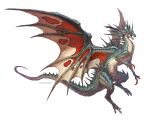  animal_focus artist_name claws company_name dragon fangs from_side full_body g.river horns kingdom_conquest monster no_humans official_art open_mouth profile red_eyes scales simple_background slit_pupils solo spikes western_dragon white_background wings 