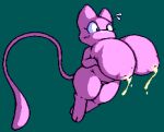  amphlow big_breasts bodily_fluids breasts digital_media_(artwork) female feral flygon_(artist) generation_1_pokemon green_eyes huge_breasts hyper hyper_breasts lactating legendary_pokemon looking_at_breasts mew_(pokemon) milk nintendo pink_body pixel_(artwork) pokemon pokemon_(species) solo surprised_expression tail 