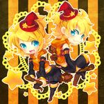  1girl bad_id bad_pixiv_id broom brother_and_sister halloween hat highres kagamine_len kagamine_rin renta_(deja-vu) siblings star twins vocaloid 