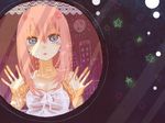  bad_id bad_pixiv_id blue_eyes hand_on_window loalo long_hair megurine_luka pink_hair solo tears vocaloid window 