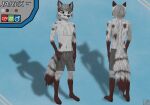 anthro arctic_fox athletic biped black_nose blue_background brown_eyes canid canine canis claws clothing dipstick_ears dipstick_tail ear_markings eyebrows facial_markings feet fox fur gloves_(marking) hair head_markings hi_res information_section jarek_(michalinovic) leg_markings male mammal markings michalinovic model_sheet multicolored_body multicolored_ears multicolored_fur multicolored_tail simple_background smile socks_(marking) solo standing swimwear tail tail_markings text toe_claws toes true_fox white_body white_fur white_hair
