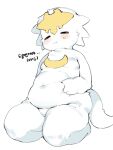  ambiguous_gender anthro biped blush dragon eyes_closed fur furred_dragon furred_scalie god_dragon hi_res kneeling mythological_creature mythological_scalie mythology recorder_(artist) scalie slightly_chubby solo tail white_body white_fur 