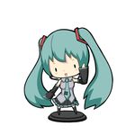  aqua_eyes aqua_hair chibi detached_sleeves hatsune_miku headset long_hair necktie potaaju solo thighhighs twintails very_long_hair vocaloid zettai_ryouiki 