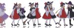  2girls apron ascot black_footwear black_gloves black_hair black_hat blonde_hair blue_ascot boots bow braid broom chinese_commentary commentary_request detached_sleeves frilled_bow frilled_hair_tubes frills gloves gohei hair_bow hair_tubes hakurei_reimu hakurei_reimu_(pc-98) hat hat_bow highres hitte5416 holding holding_broom holding_gohei holding_hands kirisame_marisa kirisame_marisa_(pc-98) long_hair long_sleeves mittens multiple_girls multiple_views open_mouth purple_bow purple_hair purple_hat red_bow red_eyes red_skirt reflective_floor ribbon-trimmed_sleeves ribbon_trim scarf short_sleeves side_braid single_braid skirt skirt_set smile socks touhou waist_apron white_bow white_footwear white_socks witch_hat yellow_ascot yellow_eyes yellow_mittens yellow_scarf 