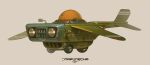  absurdres animal bird brown_background flying_car gaimoon highres hover_vehicle no_humans original pilot vehicle_focus 