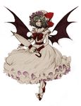  bat_wings closed_umbrella dress fingerless_gloves full_body gloves hat parasol remilia_scarlet shoes short_hair short_sleeves simple_background solo touhou umbrella wings yuyayuyo 