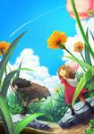  1girl arrietty black_hair bow brown_hair couple flower hetero highres karigurashi_no_arrietty md5_mismatch miniboy minigirl rinko_(sky) spiller 