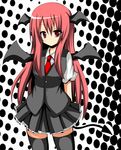  bad_id bad_pixiv_id bat_wings highres koakuma long_hair necktie pink_hair red_eyes red_neckwear shinekalta solo thighhighs touhou wings zettai_ryouiki 