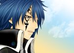  blue_hair brown_eyes fairy_tail jellal_fernandes male_focus solo tattoo 