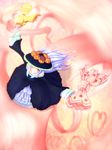  candy food from_above hat highres long_hair looking_up oversized_object smile solo tekijira umineko_no_naku_koro_ni virgilia 