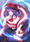  bad_id bad_pixiv_id capelet dress electricity frills hat nagae_iku purple_hair red_eyes ribbon shawl shino_(mijinko) solo touhou 
