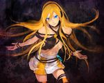  bad_id bad_pixiv_id blue_eyes cable headphones lily_(vocaloid) long_hair midriff orange_hair solo thighhighs vocaloid yamakawa_umi 