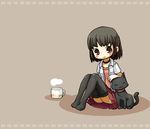  black_hair blush brown_eyes cat chibi collar fatal_frame fatal_frame_3 hagino_chiyoko hinasaki_miku long_hair skirt solo thighhighs 