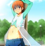  bad_id bad_pixiv_id bad_proportions bdsm blush bondage bound bound_arms flat_chest hair_ornament hairpin harasawa_runa inami_mahiru midriff navel orange_hair short_hair solo tears torn_clothes working!! 