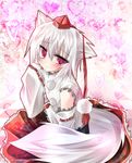  animal_ears bad_id bad_pixiv_id blush checkered checkered_floor detached_sleeves hat heart inubashiri_momiji perspective purple_eyes short_hair silver_hair sitting solo tail tetsu_tissue tokin_hat touhou wolf_ears wolf_tail 