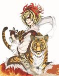  blonde_hair looking_at_viewer shino_(blackalice) solo tiger toramaru_shou touhou 