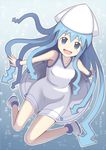  bad_id bad_pixiv_id blue_hair dress ikamusume long_hair shinryaku!_ikamusume solo yonyontai 