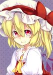  ascot blonde_hair bow colorized flandre_scarlet hat one_side_up red_eyes short_hair solo touhou tsuneaki_(dosnan) 