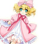  :3 aqua_eyes blonde_hair bow child dress drill_hair face frills hina_ichigo pink_bow ribbon rozen_maiden short_hair solo yuh 