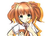  bad_id bad_pixiv_id brown_hair finger_to_mouth green_eyes idolmaster idolmaster_(classic) katsuki_tooya long_hair necktie nonowa smile solo takatsuki_yayoi twintails 